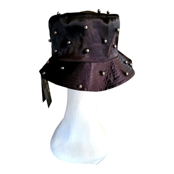 NWT Steve Maddon Black Satin Bucket Cap with Accents OS - Picture 2 of 5